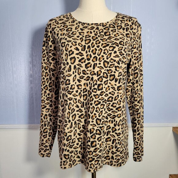 Croft & Barrow The Classic Tee Medium Animal Print Crewneck Longsleeve T-Shirt - Picture 1 of 8